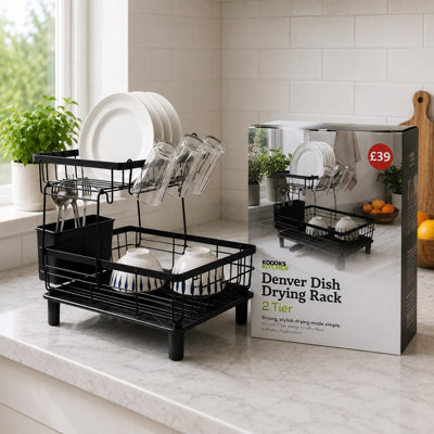 DENVER DISH DRYING RACK 2 TIER BLACK