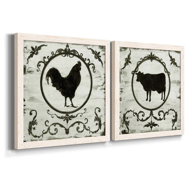 Berkshire Rooster - ensemble de 2 impressions sur toile, Toile blanche encadrée, H 24 po x l 48 po x P 1 po