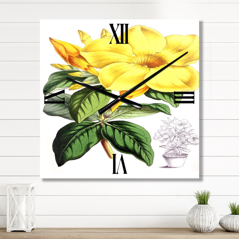 Horloge murale fleurs tropicales avec feuilles II, Moyen