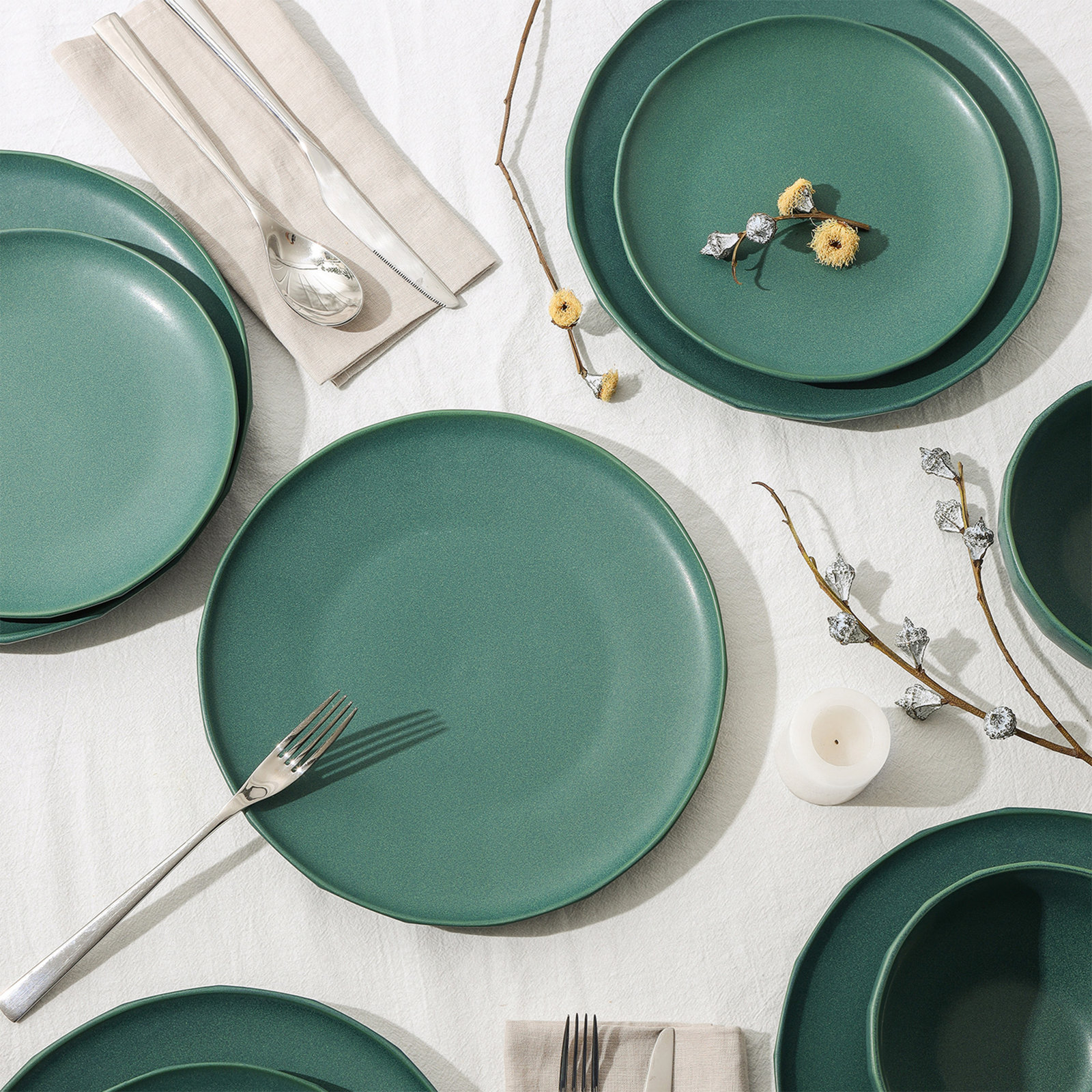 Rio Stoneware Dinnerware Set, Green