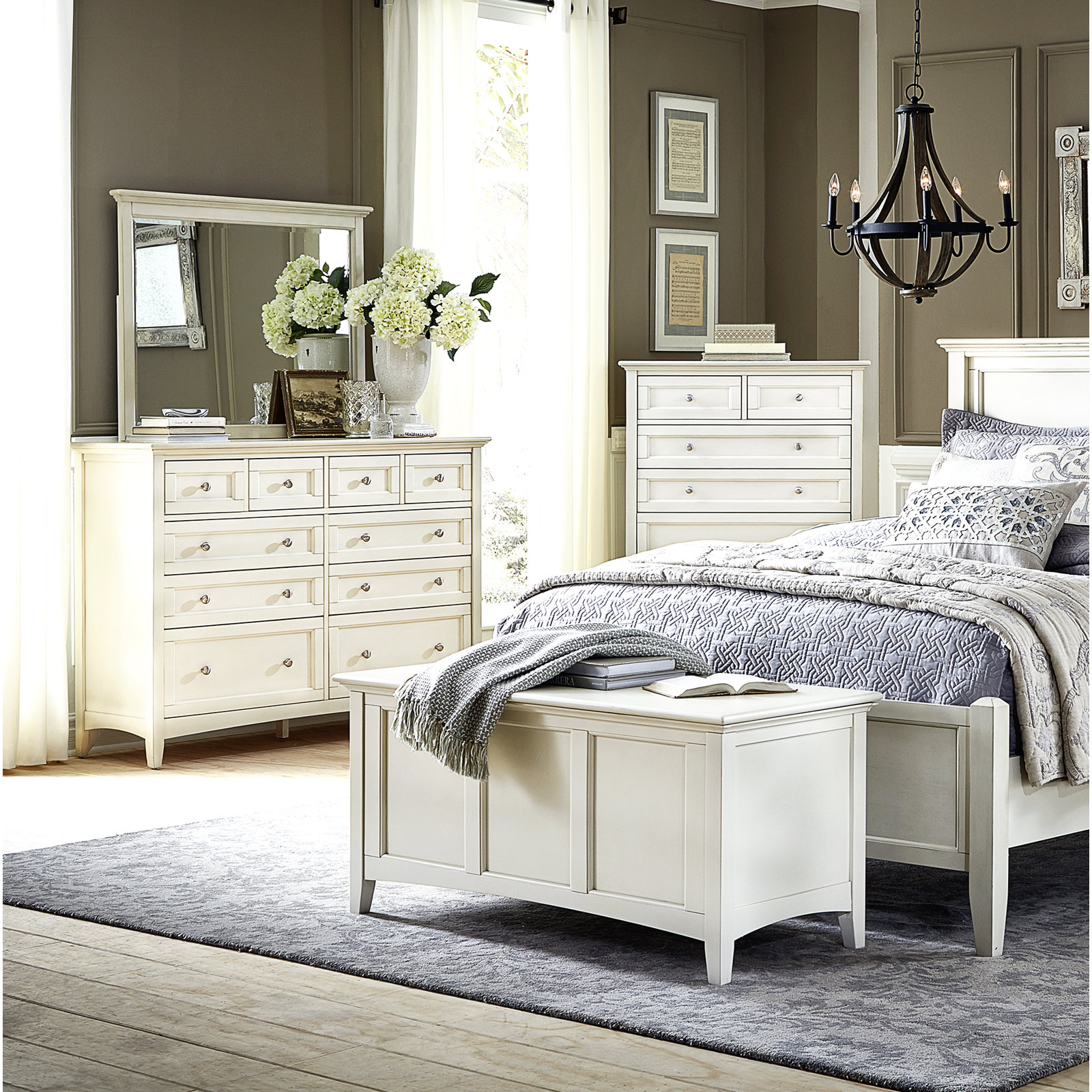 Melusina 60" Mahogany Double Dresser, Off-White