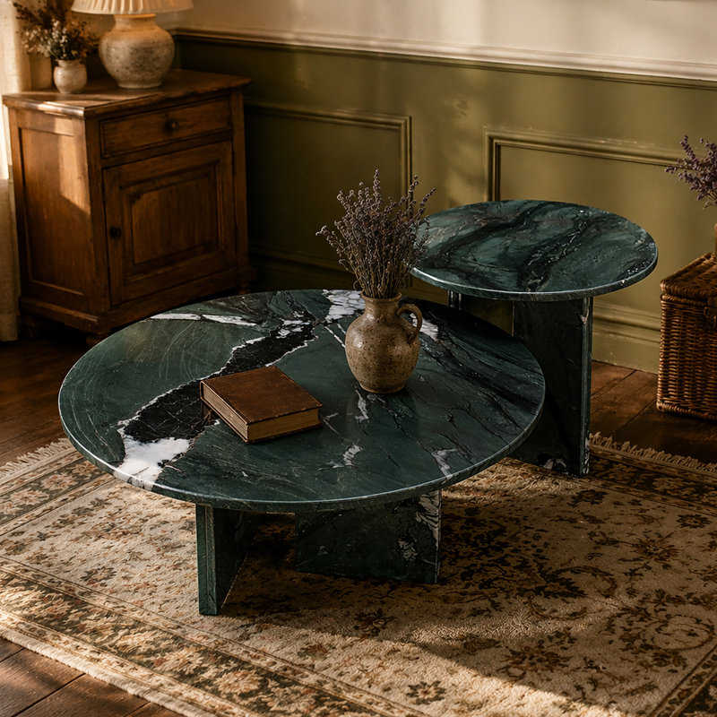 Ensemble de tables basses Luxury Green Luxury, H 12,6 po x l 27,6 po x P 27,6 po