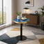 Table basse de luxe ronde de 23,6 pouces, plateau en panneau de fibres à densité moyenne en marbre UV, bandes de chant en acier inoxydable, base à piédestal en métal-248306102