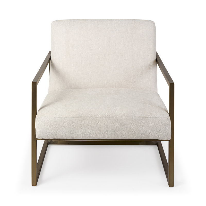 Fauteuil en polyester 28,25 po Solange, Mélange de polyester beige, Doré