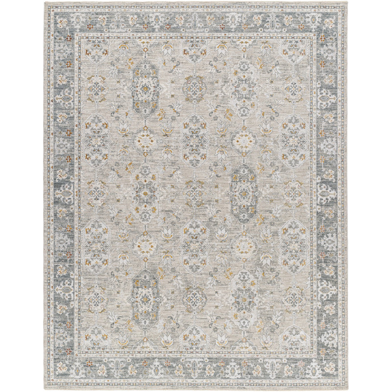 Tapis oriental en polyester tissé à la machine en brun / gris, Rectangle 2 pi 7 po x 4 pi