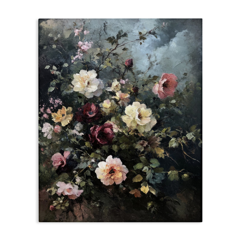  Art mural sur toile Moody Dark Bouquet par Petal Prints Design, H 20 po x l 16 po