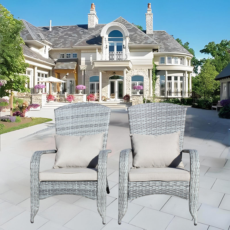 Chaise de patio avec coussins (coussin), Coussin gris / cadre gris