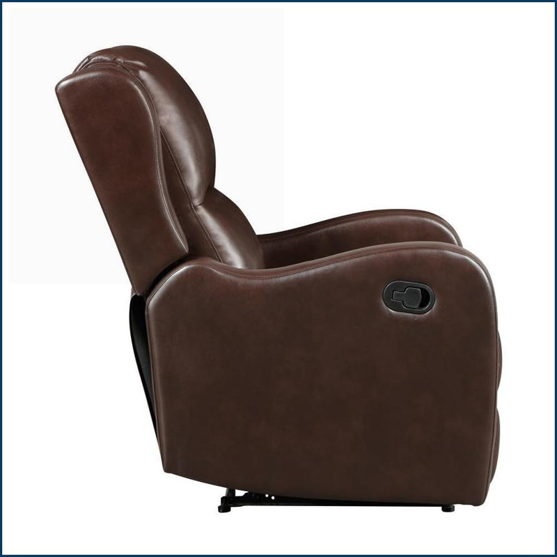 Fauteuils inclinables, fauteuil inclinable en similicuir brun avec structure en bois massif | Brun | Bois massif