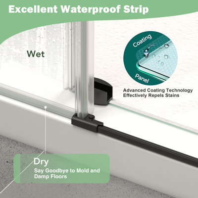 44"- 48" W x 76" H Single Sliding Frameless Shower Door with Clear Tempered Glass
