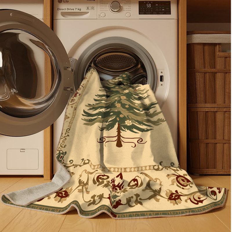 Machine Washable Ritner Christmas Modern & Contemporary Abstract Rug in Brown – Beige Binding, 5x7