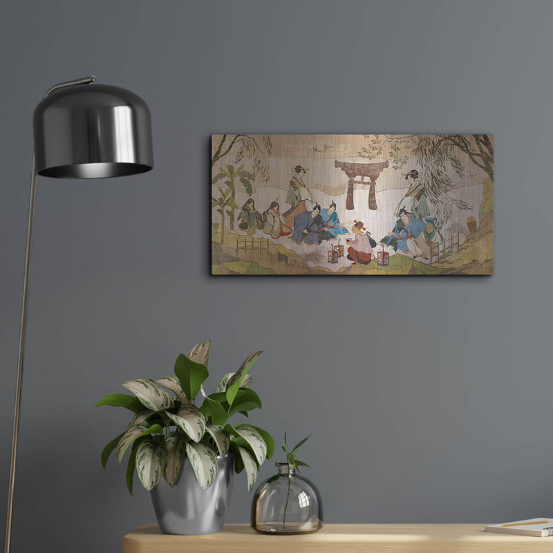 «Tea Cerémonie, Japon ancien» par Luxe Portfolio, art mural en métal, H 12 po x l 24 po