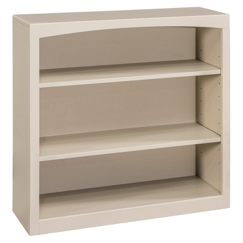 Ossy American Built Solid Wood Bookcase, (3 Shelves) 36"H x 36"W x 12"D, Sand Dollar