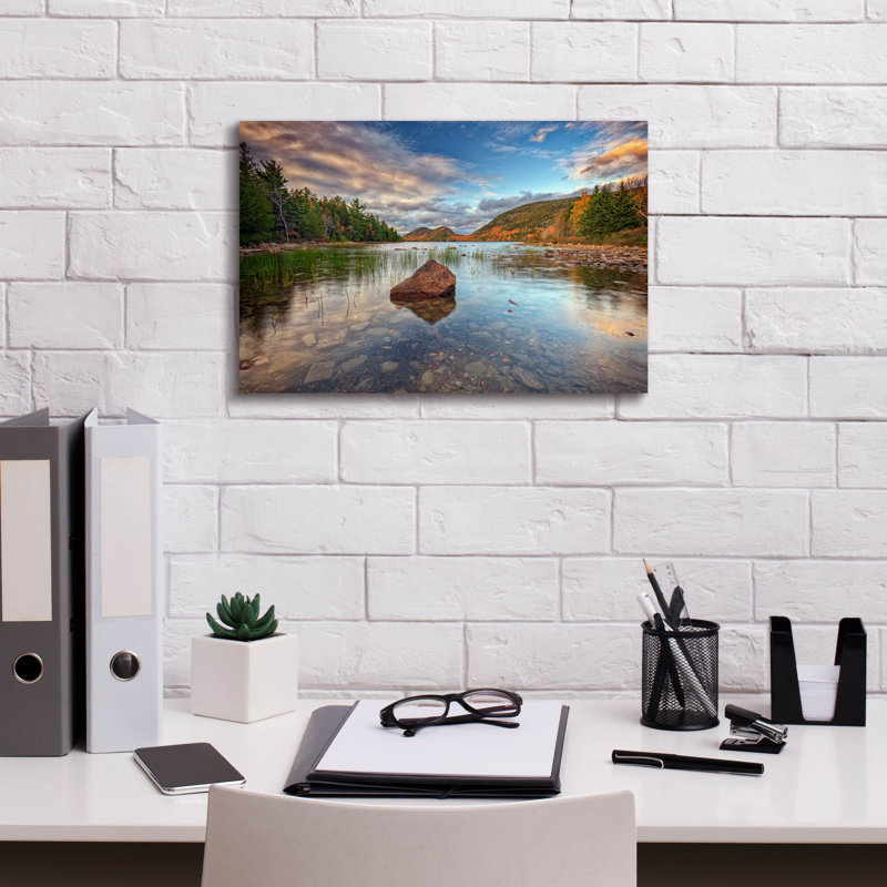 «Autumn Dusk At Jordan Pond» par Rick Berk, art mural sur toile, H 12 po x l 18 po x P 0,75 po