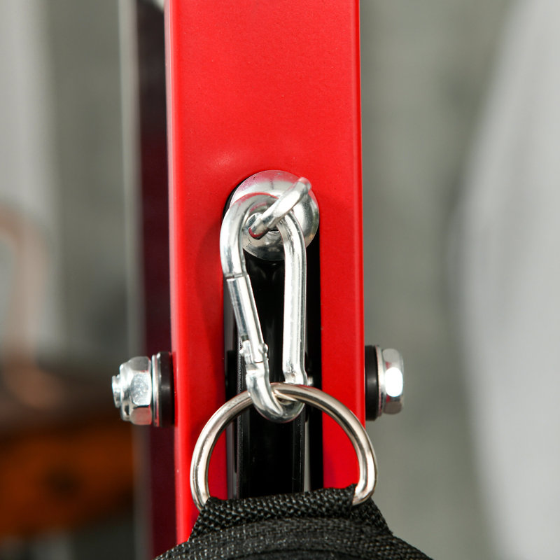 Lat Pull Down Machine Cable Station with Flip-Up Footplate, Red