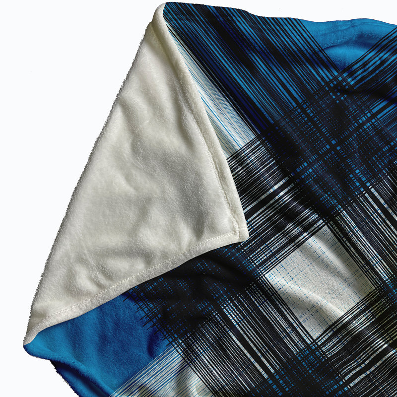 Braud Plain Weave / Muslin Throw Blanket, Blue/Black