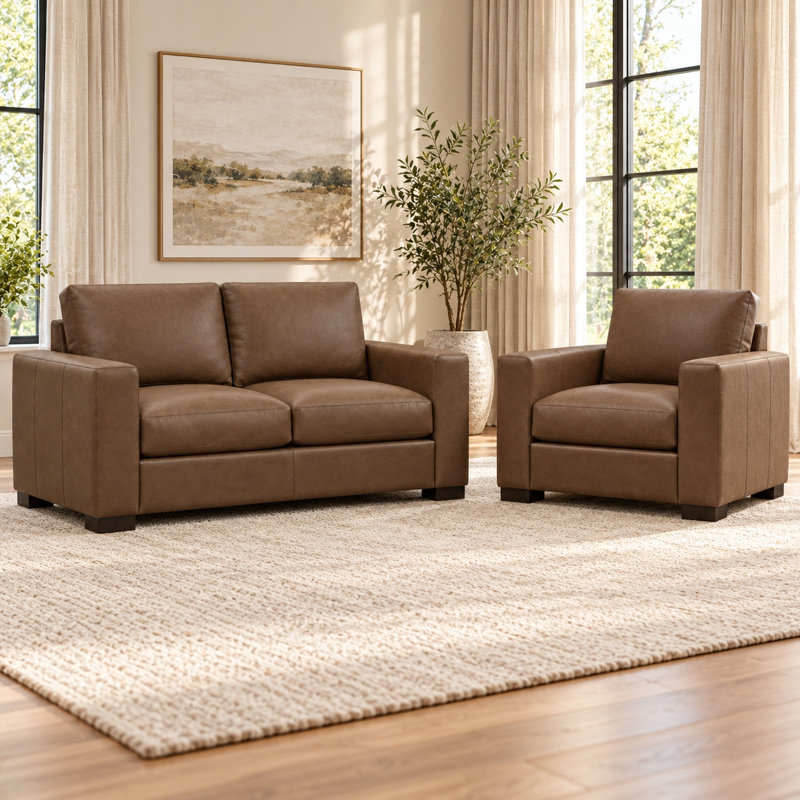 Novella Heirloom Quality Loveseat in Buttery Soft 100% Top Grain Leather, Made to Order, Napa Ranch