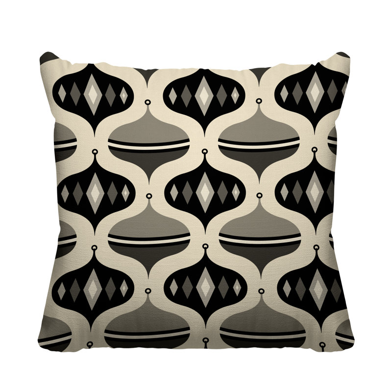 Coussin intérieur / extérieur Noel Christmas Ornament Balls, L 17 po x H 17 po, Noir