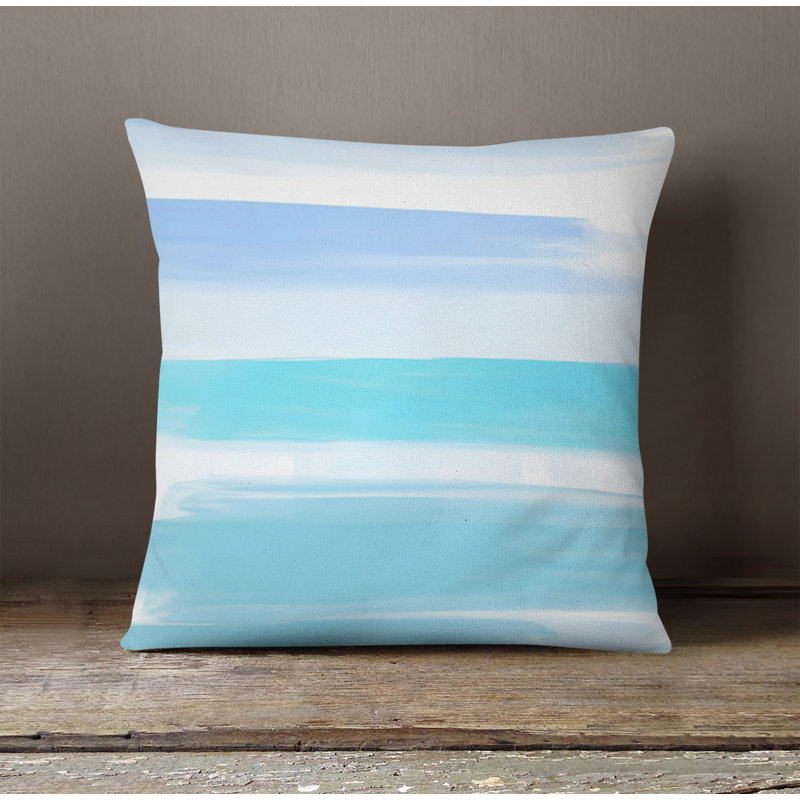 Throw Pillow With Insert, 20"H x 20"W, Blue/White Striped 3