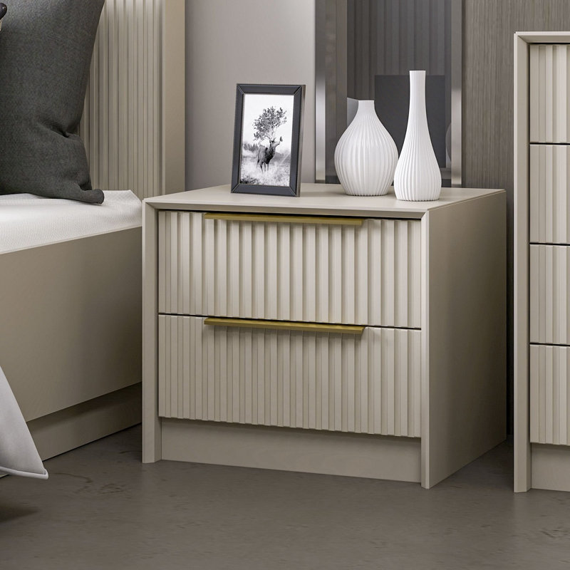 Table de chevet moderne avec de nombreuses tablettes Wesa, couleur pierre, 20,9 po x 17,7 po x 17,7 po | 100% panneau de particules enduit de mélamine, épaisseur: 0,7 pouce | Conception géométrique élégante pour le rangement et l'organisation de la chambre à coucher
