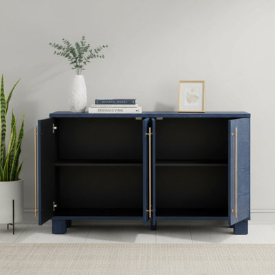 Buffet 60,01 "avec rangement, buffet en bois avec tablettes réglables et poignées dorées pour la cuisine, la salle à manger