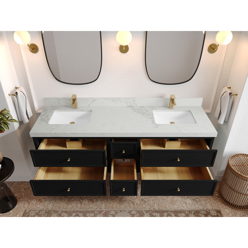 Meuble-lavabo double 72 po Roswell, Calacatta Nuvo