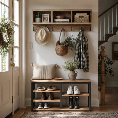 Edalyn 31.5"  Wide Hall Tree with Bench and Shoe Storage