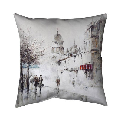 Gray city street - 16"x16" Throw pillow - Poly twill - Print on demand