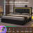 Bed Frame With 4 Storage Drawers And Led Lights Upholstered Platform Storage Bed Frame With Charging Station And Headboard Led Bed Frame,Easy Assemble-381632295-395153600
