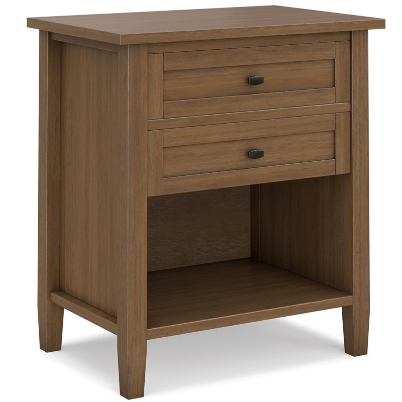 Table de chevet Warm Shaker pour chambre à coucher, Brun clair