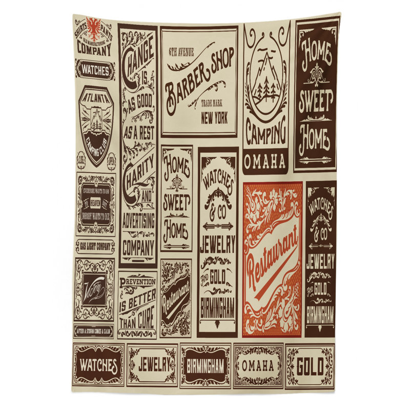 Nappe de composition Composition Of Old Publicité Designs, 84 po x 60 po