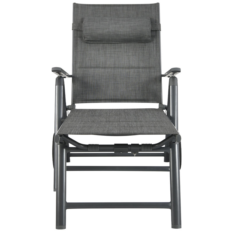 Chaise longue d'extérieur inclinable avec coussin de cou et roues Patiojoy