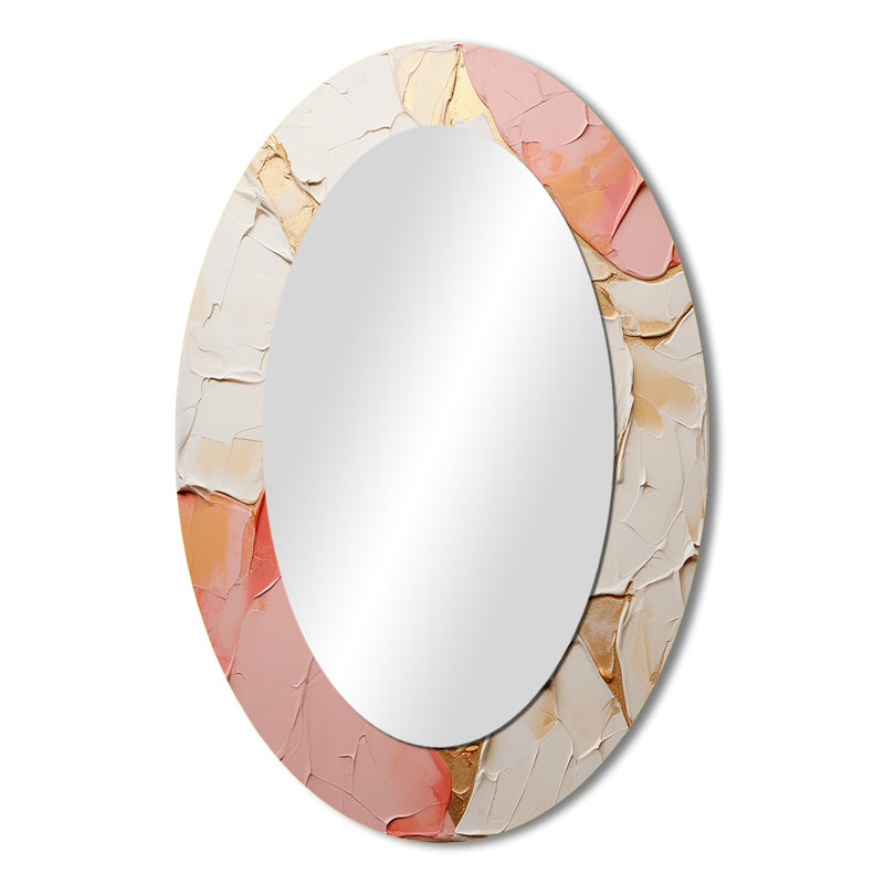 Miroir mural moderne rose et blanc, 36 po x 24 po