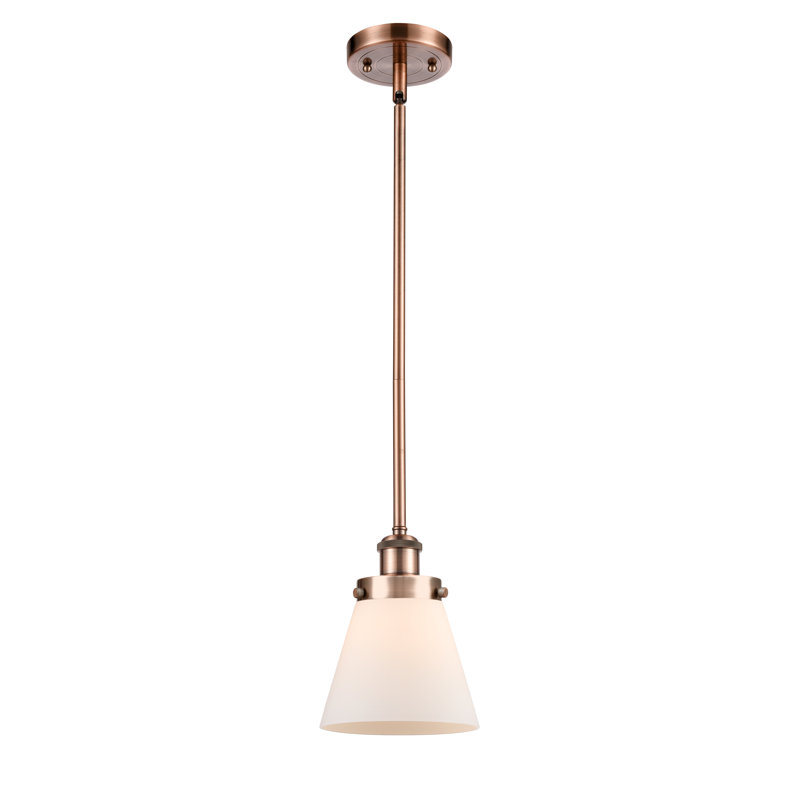 Ballston Urban Cone - 1 Light 6" Cord Hung Mini Pendant, Antique Copper, Matte White, LED