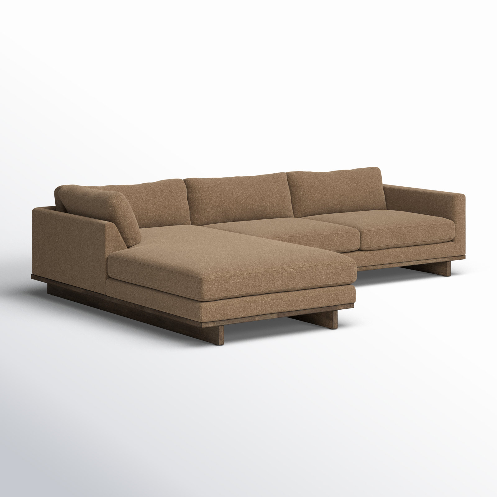 Menades Upholstered Chaise L-Sectional, Left Hand Facing, 32" H x 125" W x 70" D, Antwerp Cafe Linen Blend