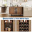 Buffet incurvé incurvé, crédence décorative bleu marine avec porte en verre arquée et poignées en cuivre, armoire de rangement moderne pour vestibule de salon