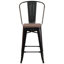 Tabouret de bar ou de comptoir en métal Marian avec dossier et siège en bois Marian-2101696487-2101696441-2127243145