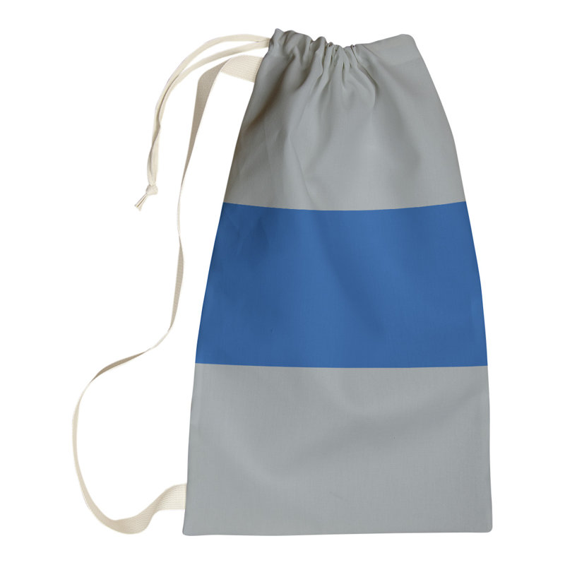 Fabric Laundry Bag with Handles, 29" H x 18" W x 1.5" D, Gray/Royal Blue/Gray