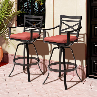 Cohdi Swivel Aluminum Outdoor 30" Patio Bar Stool with Sunbrella Cushion by Charlton Home