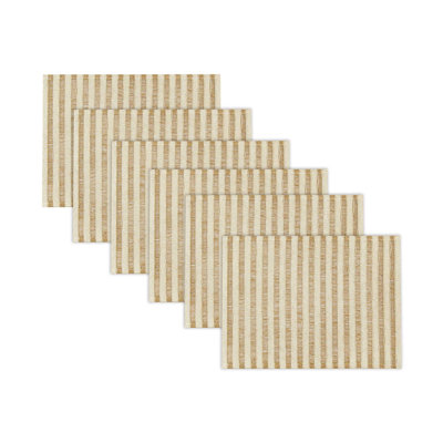 Ensemble de napperons de table de salle à manger 16 x 12 pouces, ensemble de 6 napperons rectangulaires de cuisine - rayures brun clair, facile à nettoyer, napperons rayés en plastique brun clair, essuyables et durables
