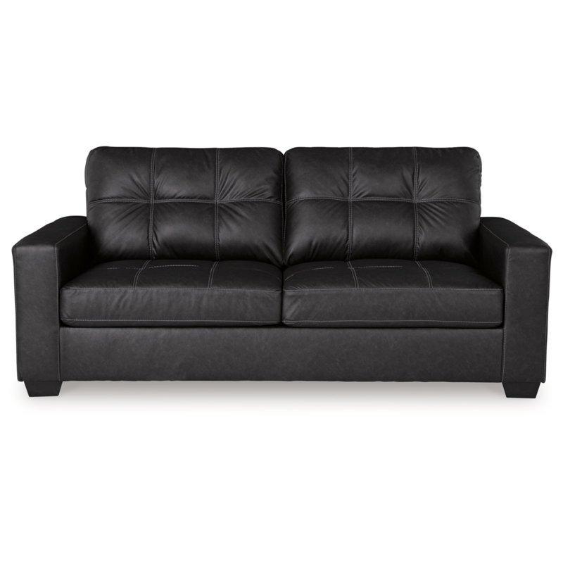 Black Faux Leather Memory Foam Sleeper Sofa with Removable Cushions