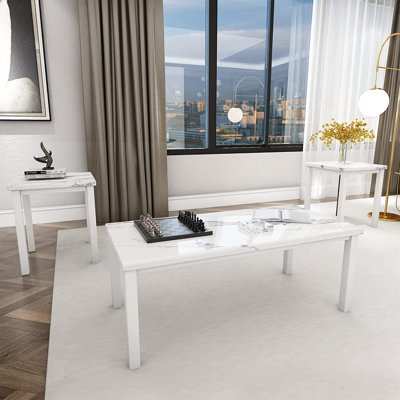 3-Piece Faux Marble Living Room Table Sets