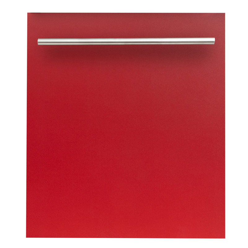 ZLINE 24 in. Top Control Built-In Dishwasher, 52dBa, Rouge mat avec poignée de style moderne