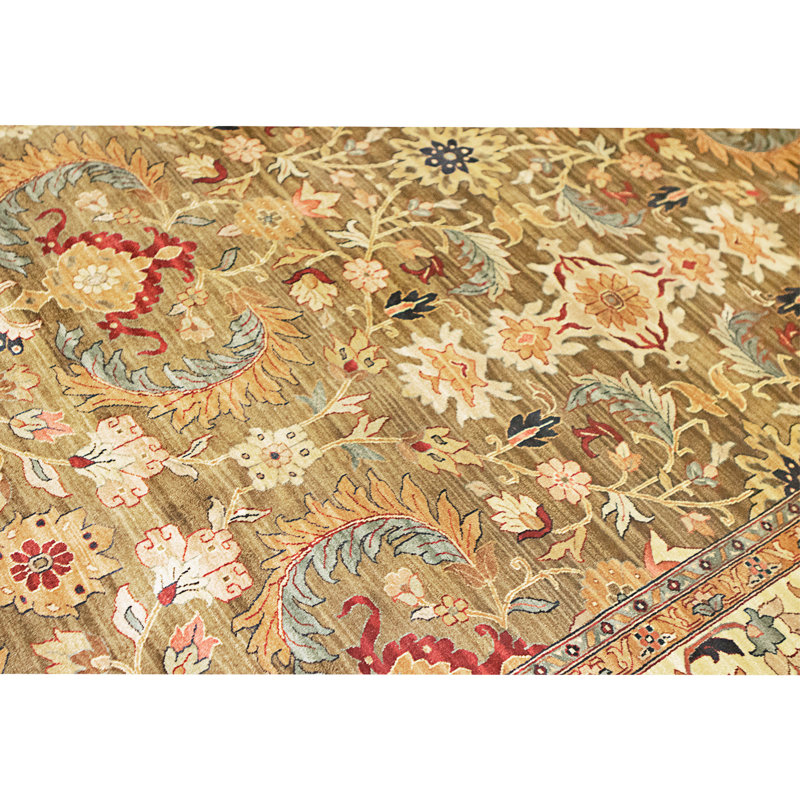 High-Quality Hand-Knotted Brown And Cream Area Rug