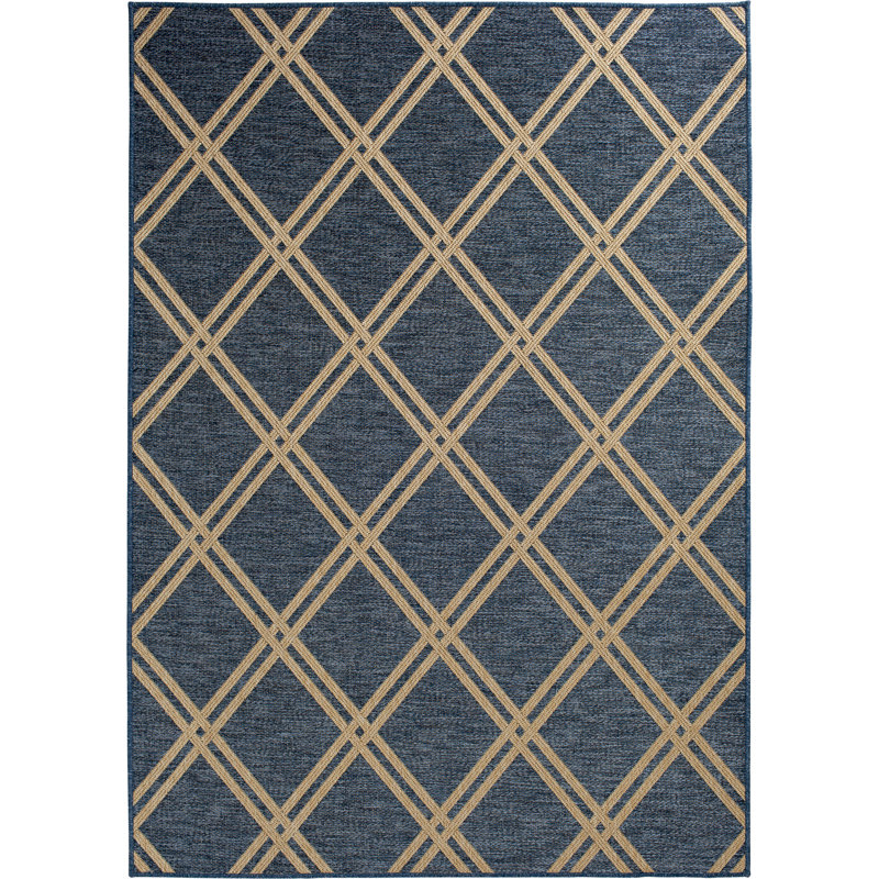 Performance Hand Loomed Geometric Indoor / Outdoor Rug, Rectangle 6'7" x 9'6"