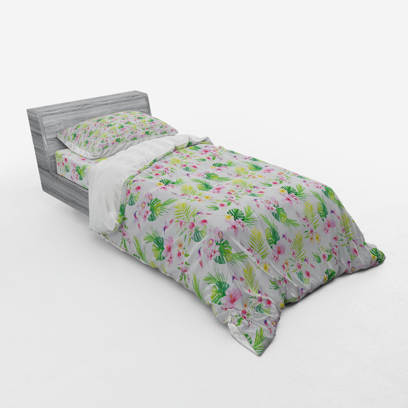 Coastal Polyester Floral Duvet Cover, Twin XL Duvet Cover + 2 Additional Pieces