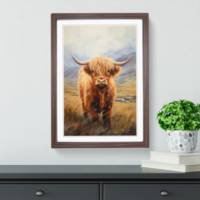 Highland Cow Realism - Single Picture Frame Print on Wood