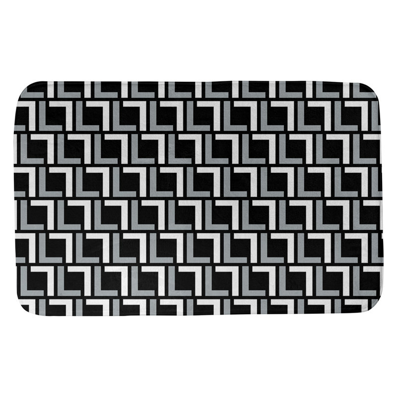 Tapis pour salle de bain Luxury, l 17 po x L 24 po, Noir/argent/blanc