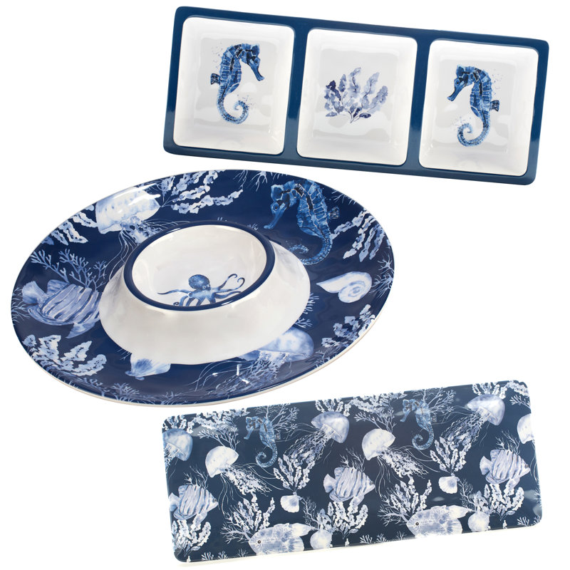 Sea Life Melamine 3pc Hostess Set