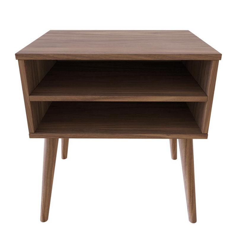 Boyd Sleep Ragusa Mid-Century Modern Two Shelf Nightstand, Roger Collection, Walnut