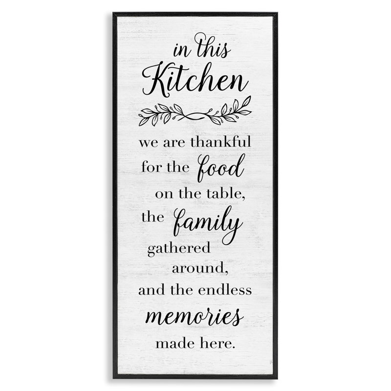 Art de giclée encadrée par Kitchen Family Gratitude par Natalie Carpentieri, H 24 po x l 10 po, Giclée encadrée noir minuit